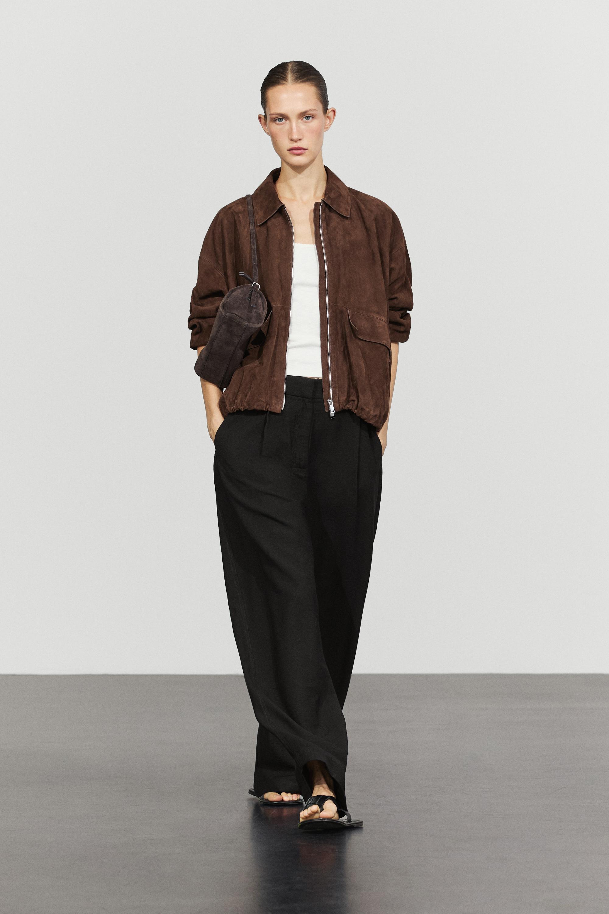 Pleated barrel fit pants